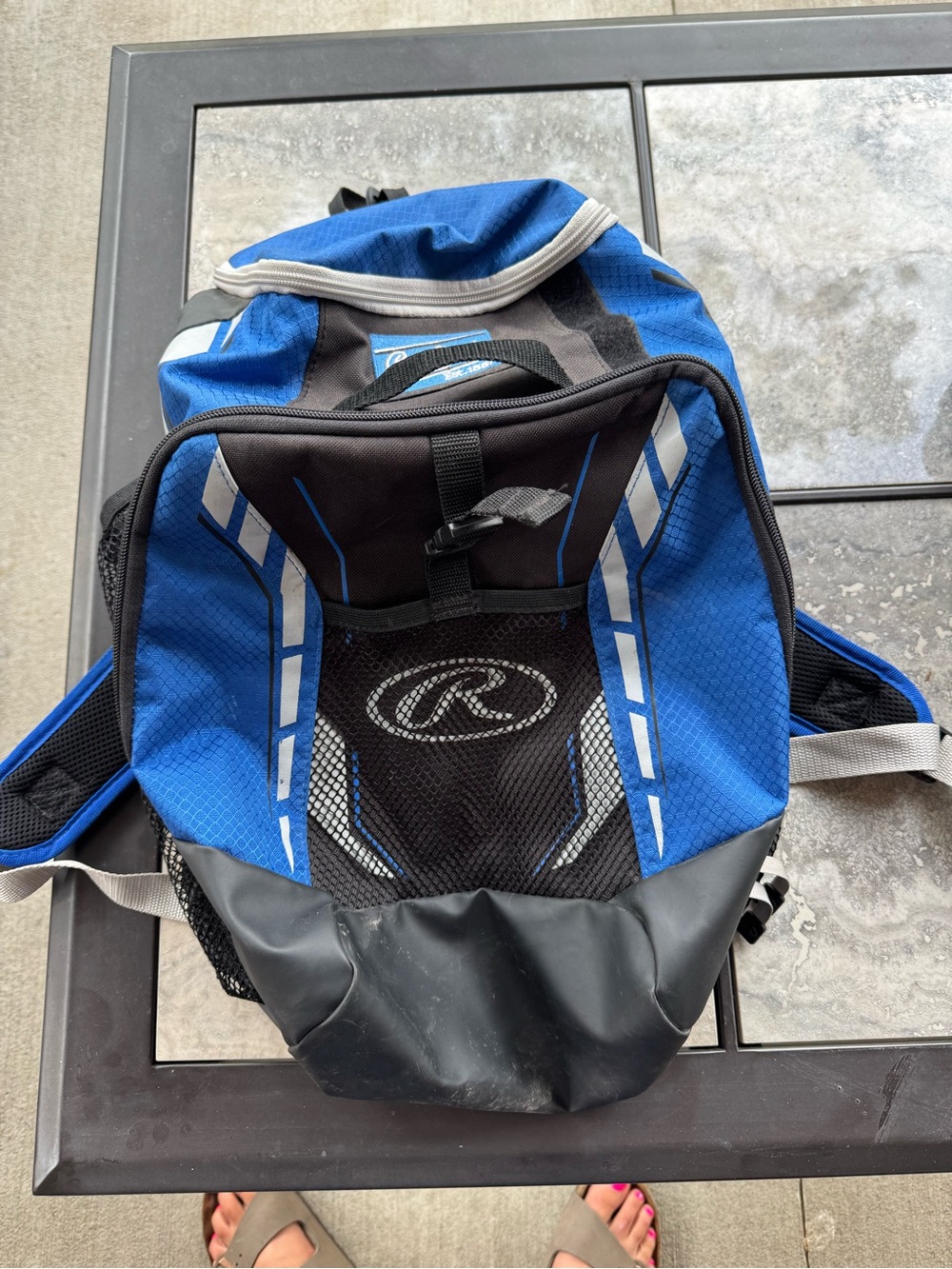 Rawlings Blue and Black Athletic Backpack with Reflective Accents